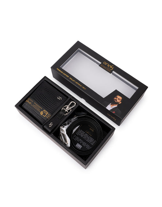 Premium Leather Accessories Gift Combo Black GP003-HS01