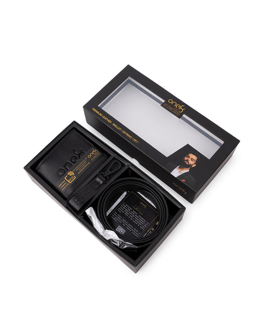 Premium Leather Accessories Gift Combo Black GP004-HS01